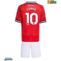 Manchester United Matheus Cunha #10 Hjemmedraktsett Barn 2025-26 Kortermet (+ Korte bukser)